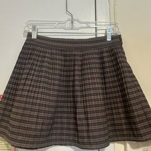 Urban Outfitters Brown and Black Plaid Pleated Mini Skirt